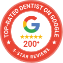 Top rated dentist on Google badge